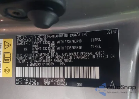 2017 Lexus Rx 350 from USA, damaged, VIN 2T2BZMCA9HC110889